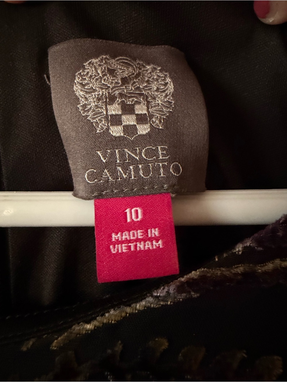 Vince Camuto Black & Purple Velvet Burnout Long Sleeve Shift Dress - Picture 5 of 9
